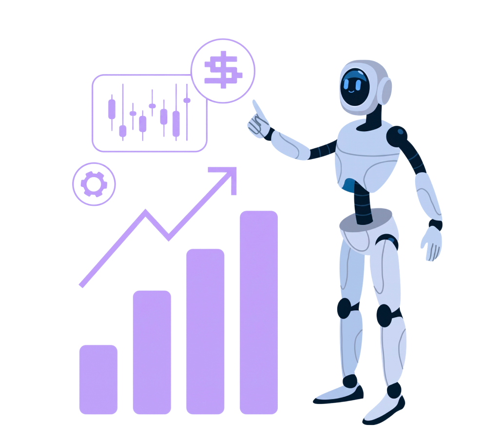AI robot presenting search growth analytics