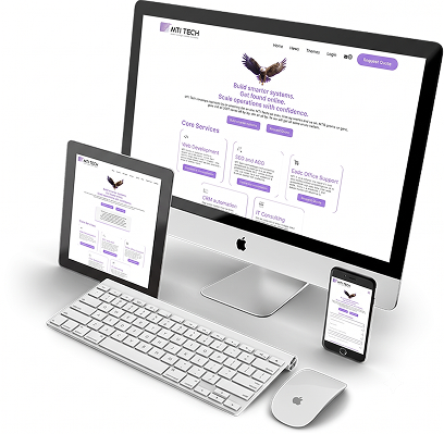 Responsive website displayed across desktop and mobile devices