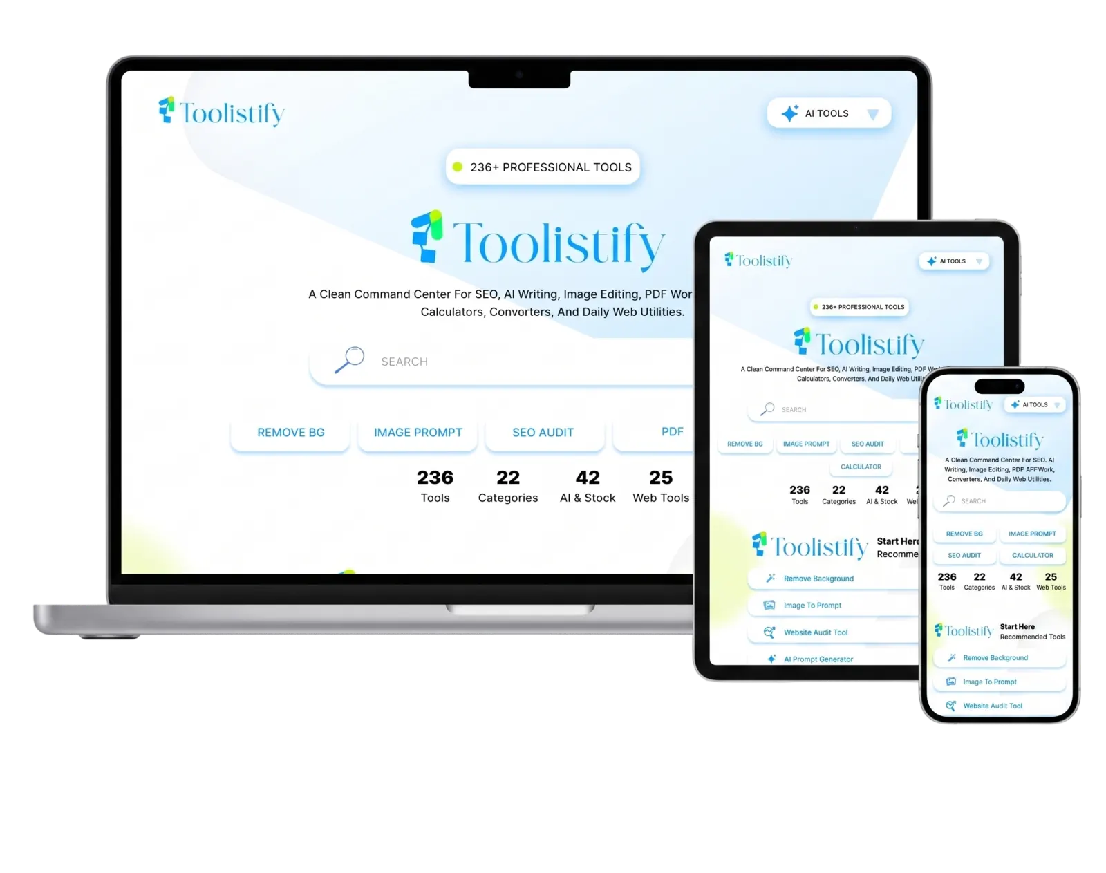 Digital tool discovery website shown on multiple devices