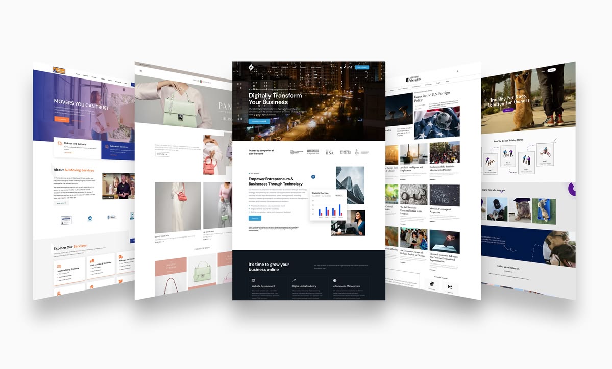 Collage of MTI Tech website and project mockups